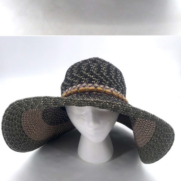 Angela & William Natural Paper Straw UPF 50 Wide Brim Floppy Garden Beach Hat - Picture 2 of 2